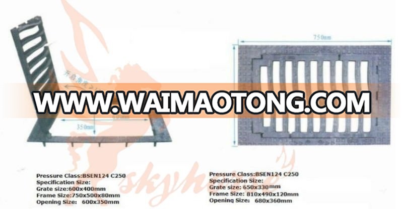 EN124 B125 D400 600mm square cast iron sewage manhole cover